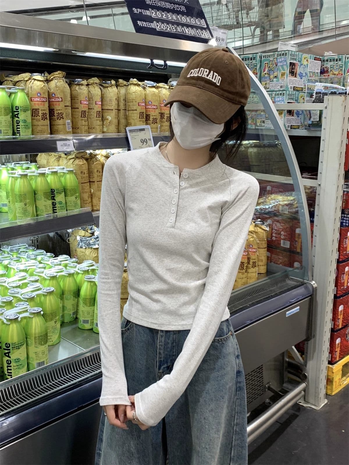 40 1 1 리브 면 가을 새로운 몸매 가꾸기 슬림해 보이는 디자인 센스 긴팔 티셔츠 인사이드 가져 가라. 기본 셔츠 맨위 상세 이미지 14