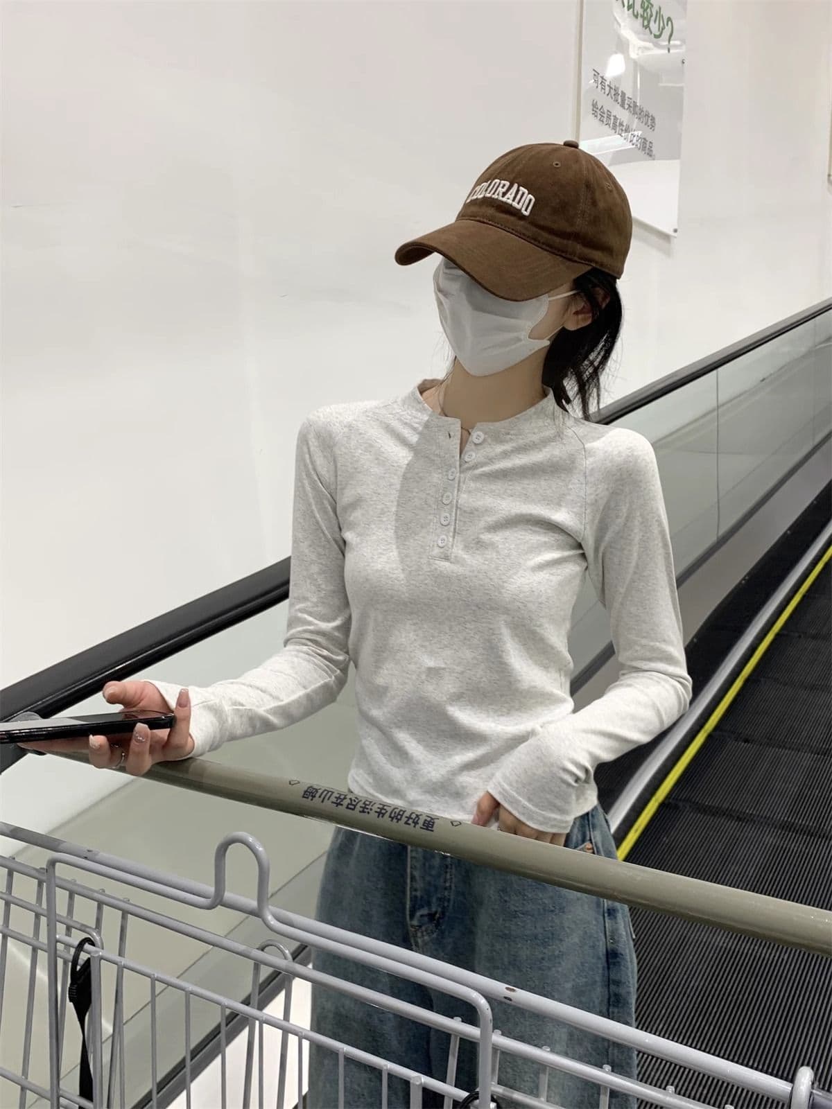 40 1 1 리브 면 가을 새로운 몸매 가꾸기 슬림해 보이는 디자인 센스 긴팔 티셔츠 인사이드 가져 가라. 기본 셔츠 맨위 상세 이미지 15