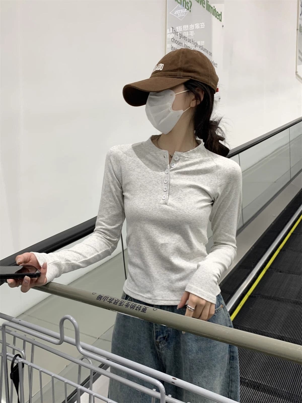 40 1 1 리브 면 가을 새로운 몸매 가꾸기 슬림해 보이는 디자인 센스 긴팔 티셔츠 인사이드 가져 가라. 기본 셔츠 맨위 상세 이미지 17