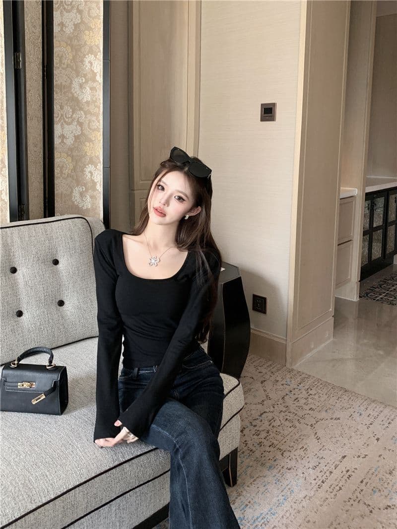 섹시한 아름다움 뒤로 홀로우 아웃 레이스 조각 긴팔 티셔츠 2026 가을 새로운 핫걸 허리 수축 슬림해 보이는 만나는 맨위 상세 이미지 19