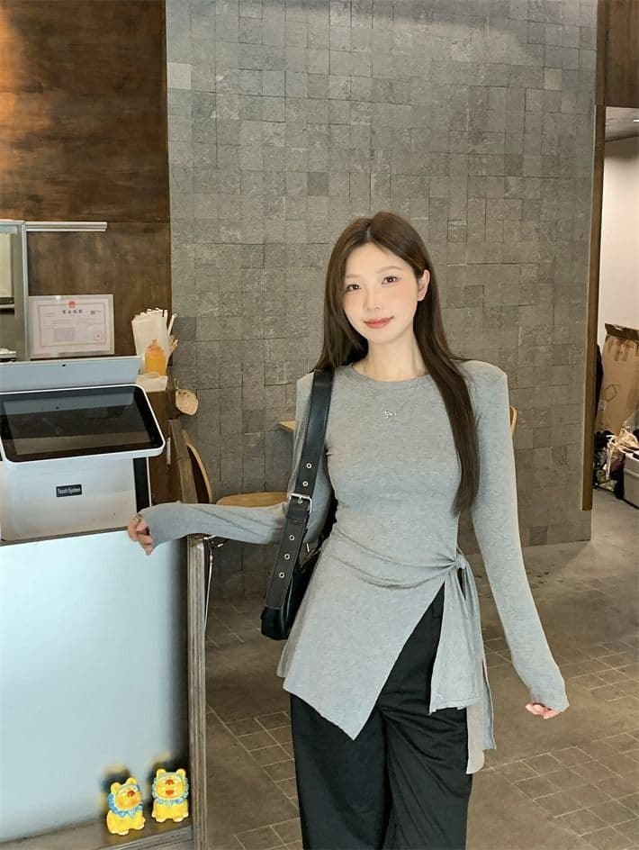 모달 사람들 면 260 그램 화이트 티셔츠 여성 가을 표지 고기 슬림해 보이는 긍정적 인 어깨 동정 트임 불규칙 맨위 상세 이미지 26