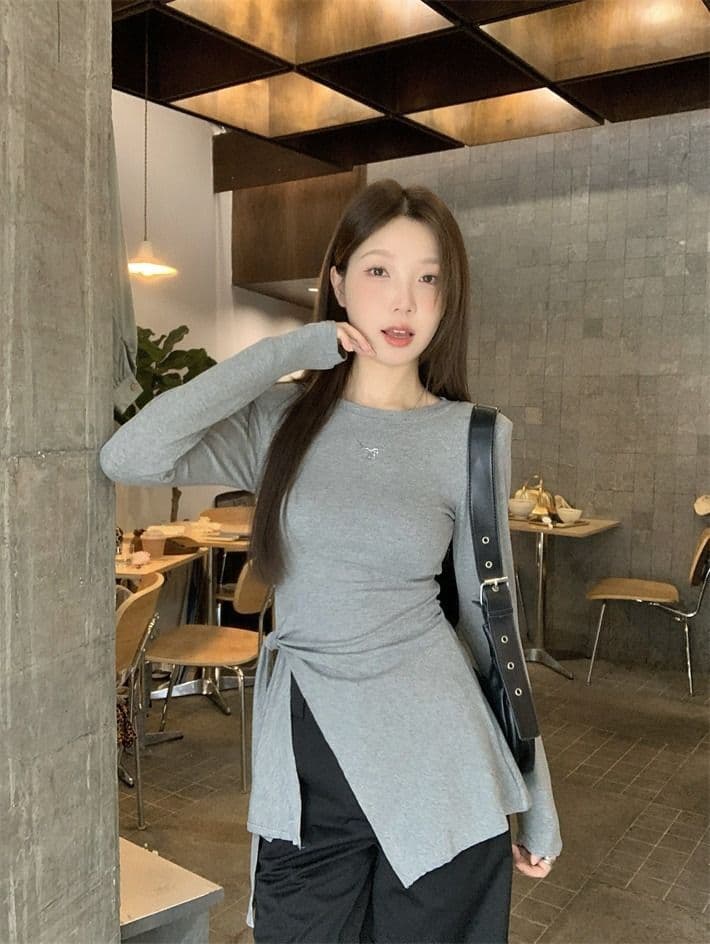 모달 사람들 면 260 그램 화이트 티셔츠 여성 가을 표지 고기 슬림해 보이는 긍정적 인 어깨 동정 트임 불규칙 맨위 상세 이미지 30