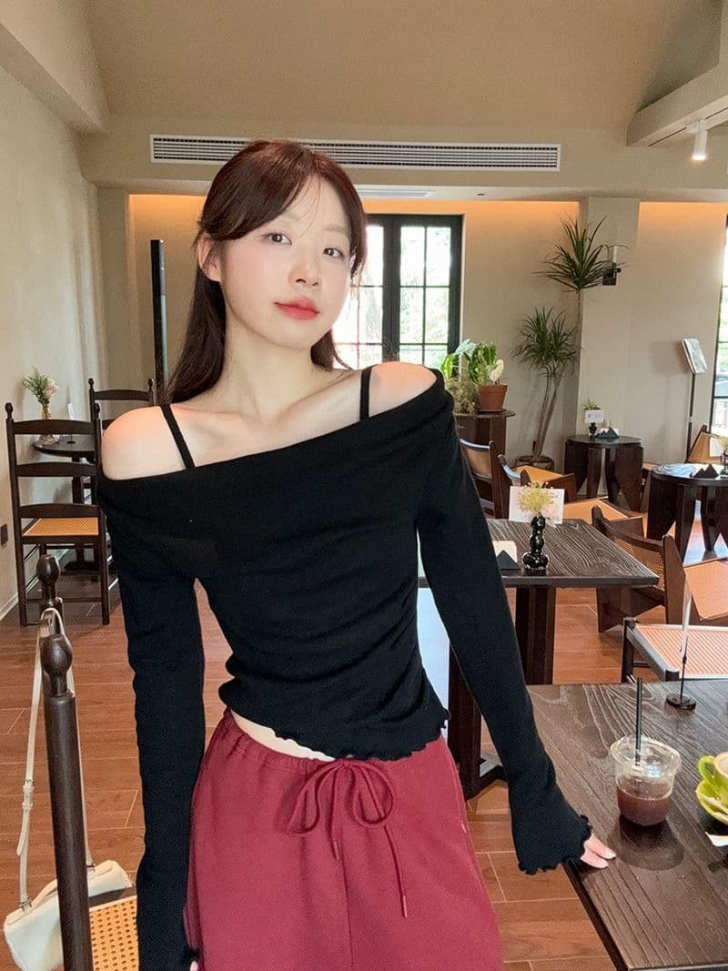 모달 사람들 면 디자인 센스 패치워크 나팔 소매 오프숄더 긴팔 니트 스웨터 여성 오프숄더 맨위 상세 이미지 13