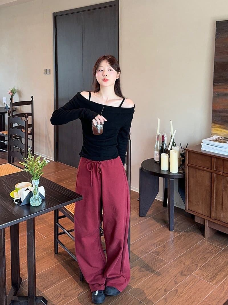 모달 사람들 면 디자인 센스 패치워크 나팔 소매 오프숄더 긴팔 니트 스웨터 여성 오프숄더 맨위 상세 이미지 14