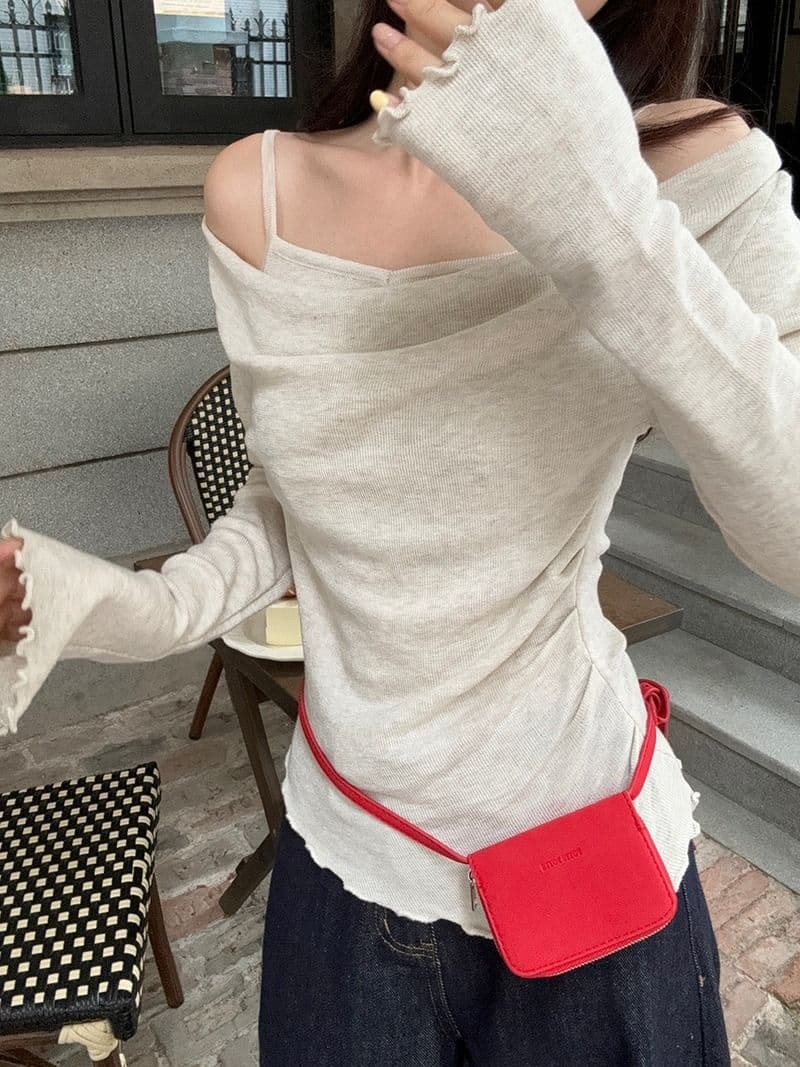 모달 사람들 면 디자인 센스 패치워크 나팔 소매 오프숄더 긴팔 니트 스웨터 여성 오프숄더 맨위 상세 이미지 29