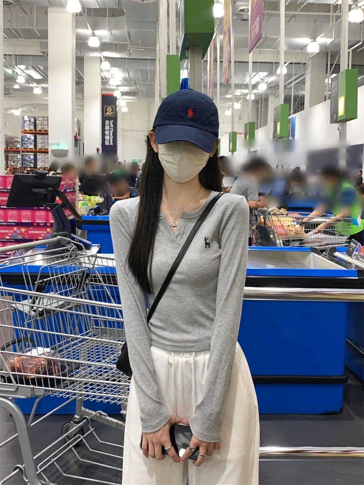 있음 선적 원본 대외 무역 한국 스타일 새로운 레트로 자수 반 개방 칼라 긴팔 티셔츠 여성 의류 가을 만나는 맨위 상세 이미지 8