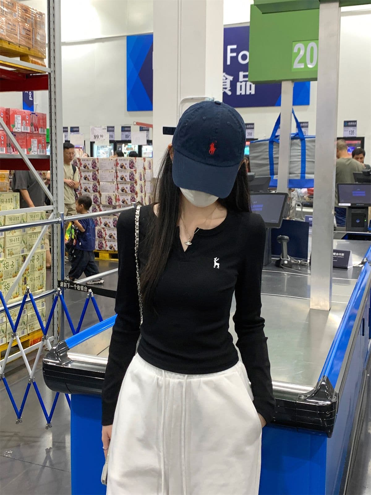 있음 선적 원본 대외 무역 한국 스타일 새로운 레트로 자수 반 개방 칼라 긴팔 티셔츠 여성 의류 가을 만나는 맨위 상세 이미지 33