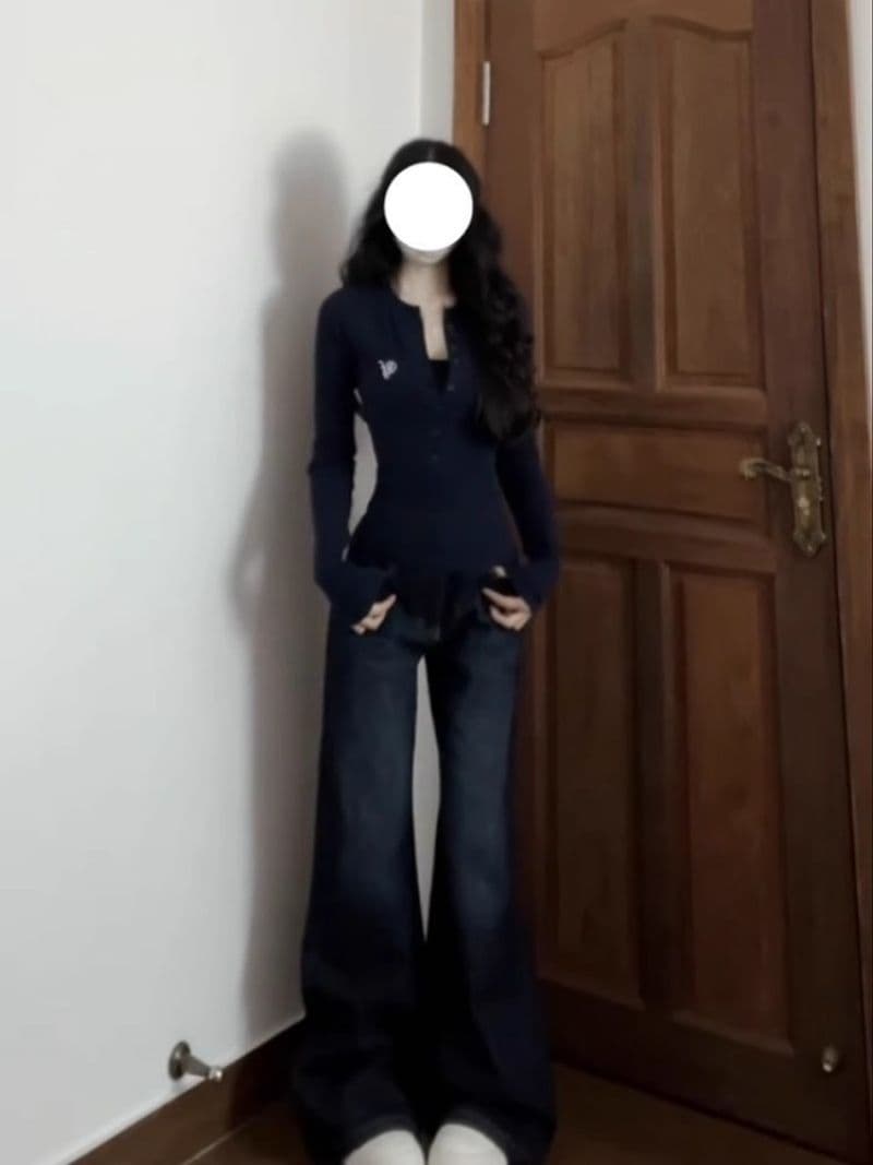 있음 선적 긍정적 인 어깨 단추 긴팔 티셔츠 여성 짧은 기본 셔츠 아메리칸 핫걸 몸매 가꾸기 맨위 상세 이미지 5