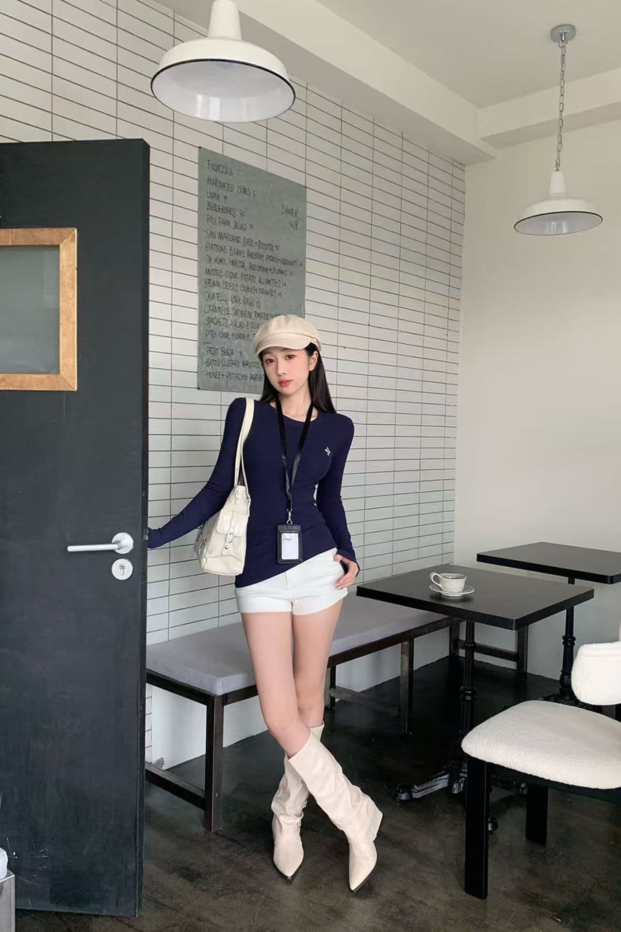 있음 선적 원본 대외 무역 한국 스타일 새로운 핫걸 라운드 넥 자수 긴팔 티셔츠 여성 허리 수축 만나는 상세 이미지 18