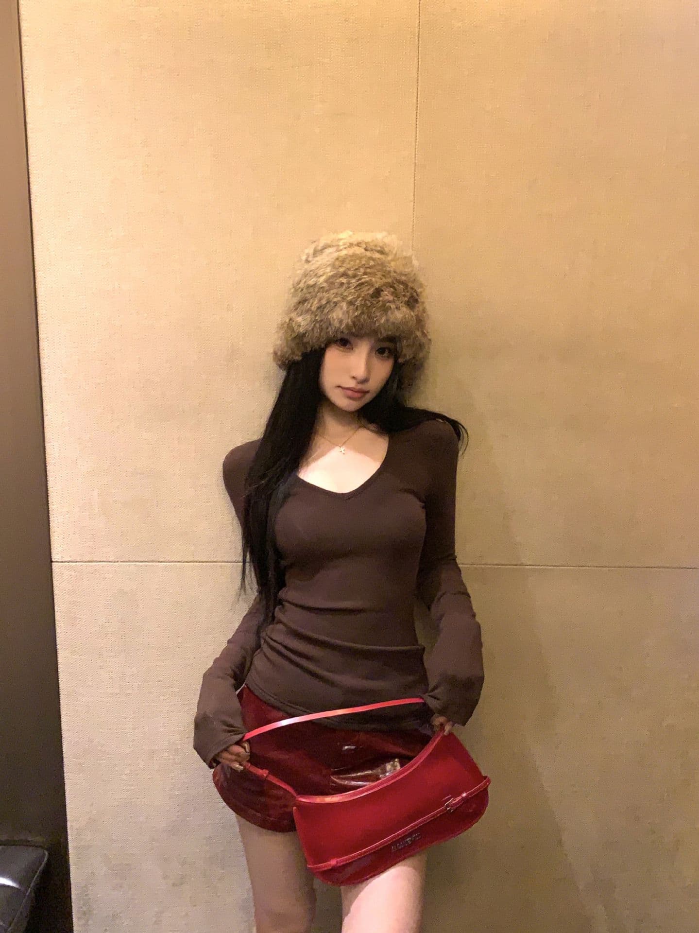 원본 대외 무역 한국 스타일 가을 새로운 De 플러시 V넥 긴팔 티셔츠 여성 몸매 가꾸기 맨위 상세 이미지 19