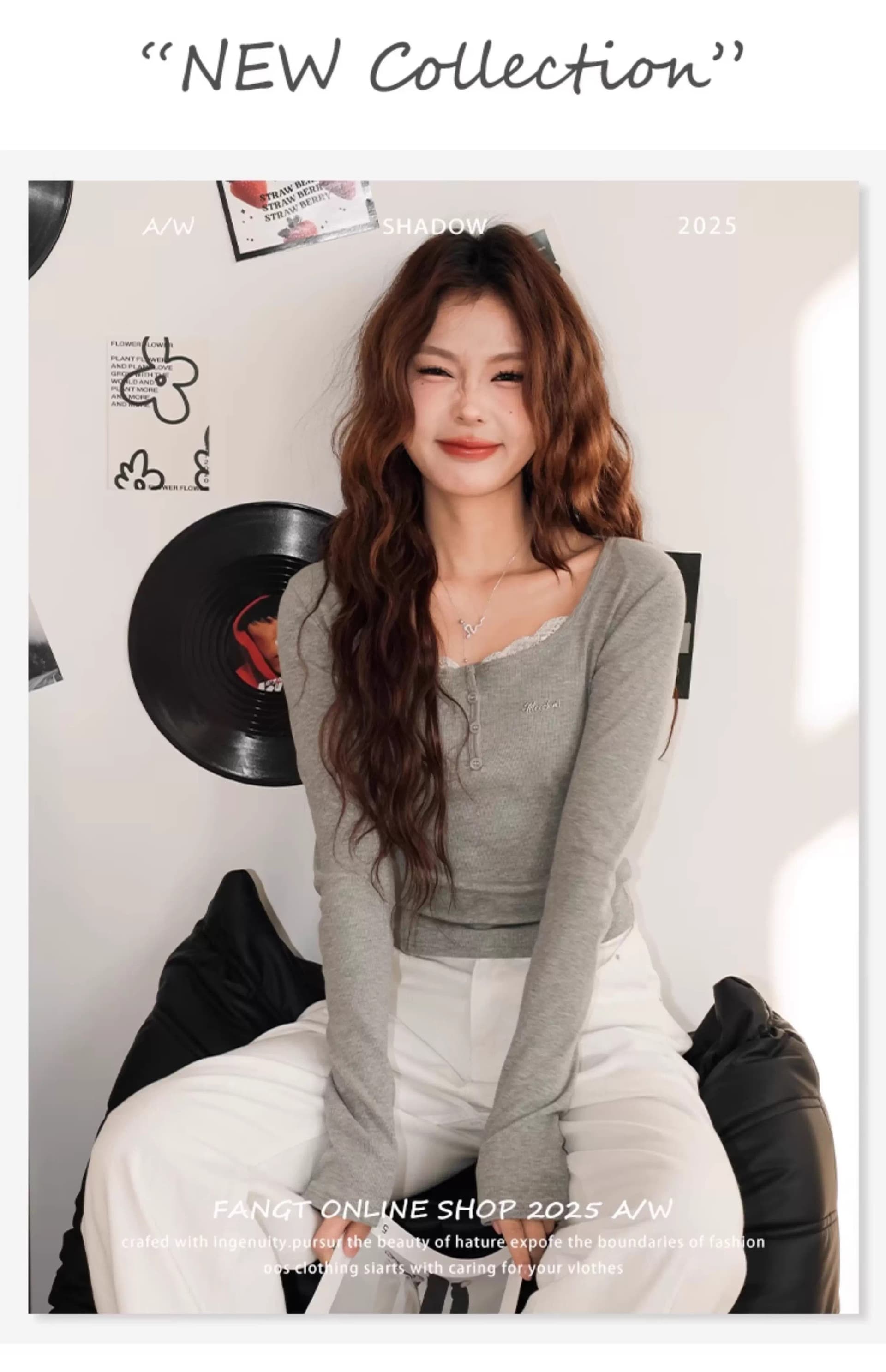 있음 선적 경관 그림 원본 품질 페이크 레이어드 광장 칼라 긴팔 티셔츠 몸매 가꾸기 쇼트 스타일 인사이드 가져 가라. 기본 셔츠 상세 이미지 4