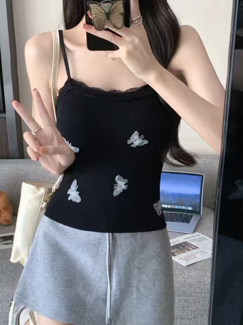 사람들 면 260 그램 나비 캐미솔 여름 외출용 디자인 센스 핫걸 벨트 가슴 패드 몸매 가꾸기 맨위 상세 이미지 7