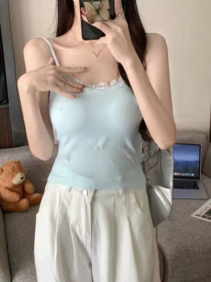 사람들 면 260 그램 나비 캐미솔 여름 외출용 디자인 센스 핫걸 벨트 가슴 패드 몸매 가꾸기 맨위 상세 이미지 27
