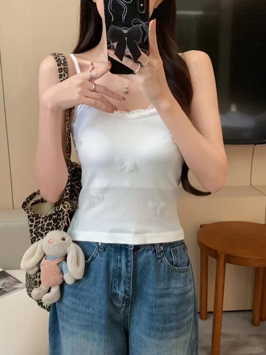 사람들 면 260 그램 나비 캐미솔 여름 외출용 디자인 센스 핫걸 벨트 가슴 패드 몸매 가꾸기 맨위 상세 이미지 28