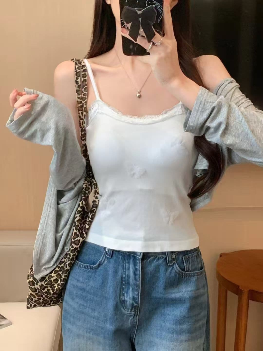 사람들 면 260 그램 나비 캐미솔 여름 외출용 디자인 센스 핫걸 벨트 가슴 패드 몸매 가꾸기 맨위 상세 이미지 30