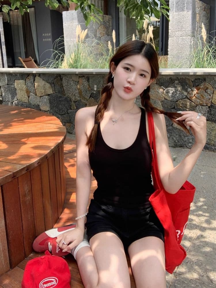 있음 선적 사람들 면 벨트 가슴 패드 황색 핫걸 행침 목 맨위 여성 여름 외출용 슬림해 보이는 캐미솔 벨트 가슴 패드 상세 이미지 4