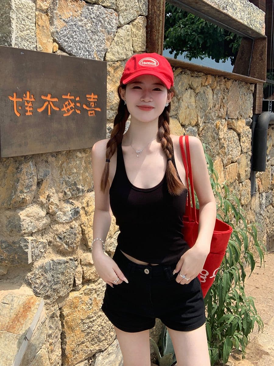 있음 선적 사람들 면 벨트 가슴 패드 황색 핫걸 행침 목 맨위 여성 여름 외출용 슬림해 보이는 캐미솔 벨트 가슴 패드 상세 이미지 7