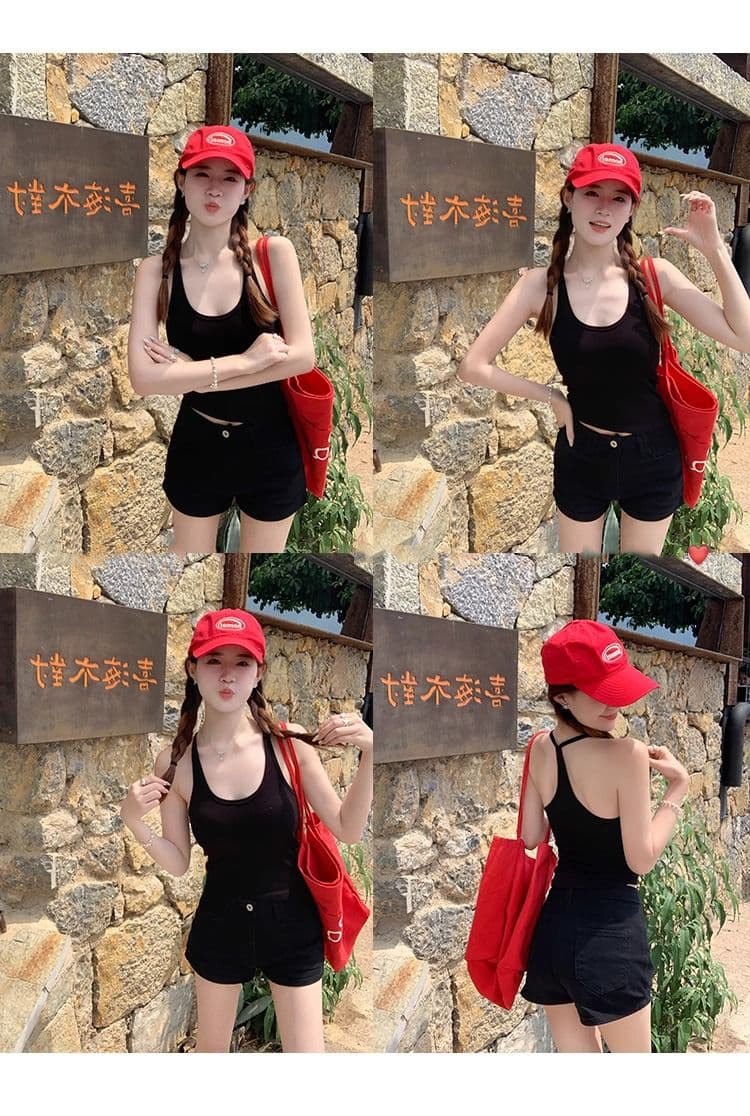 있음 선적 사람들 면 벨트 가슴 패드 황색 핫걸 행침 목 맨위 여성 여름 외출용 슬림해 보이는 캐미솔 벨트 가슴 패드 상세 이미지 22