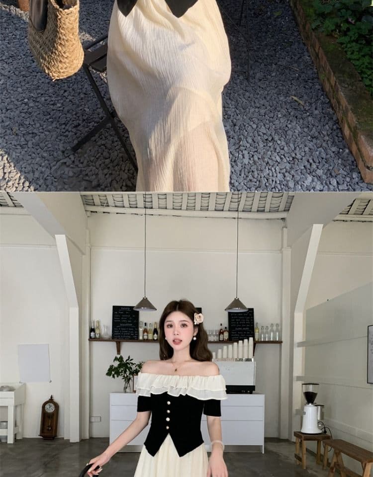 있음 선적 원본 것 빅 사이즈 여성 의류 마이크로 지방 소녀 착용 가져 가라. 여름 프랑스식 품격 오프숄더 티셔츠 상세 이미지 7