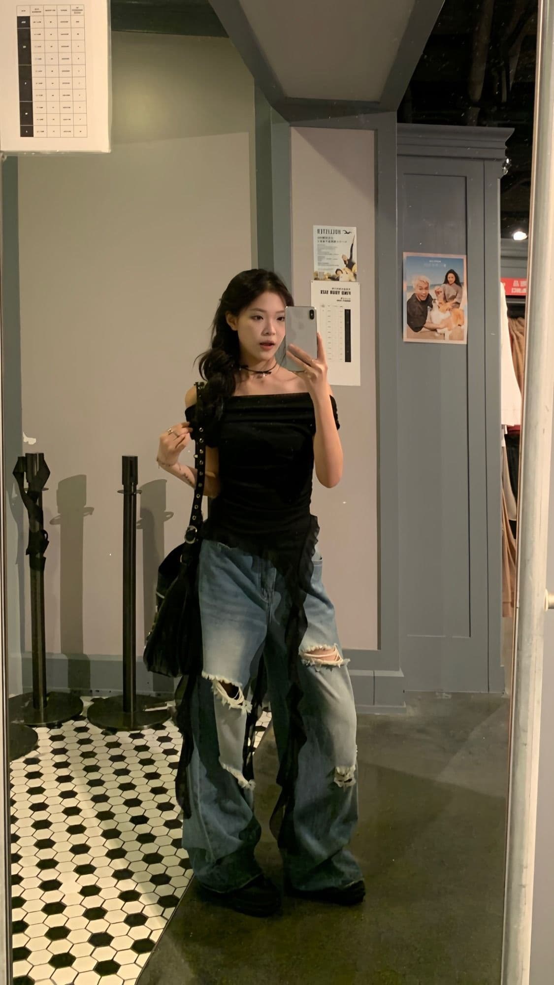 있음 선적 높음 폭탄 리브 오프숄더 흔들다 칼라 맨위 타이트 리본 디자인 센스 프랑스식 반팔 티셔츠 여성 상세 이미지 10