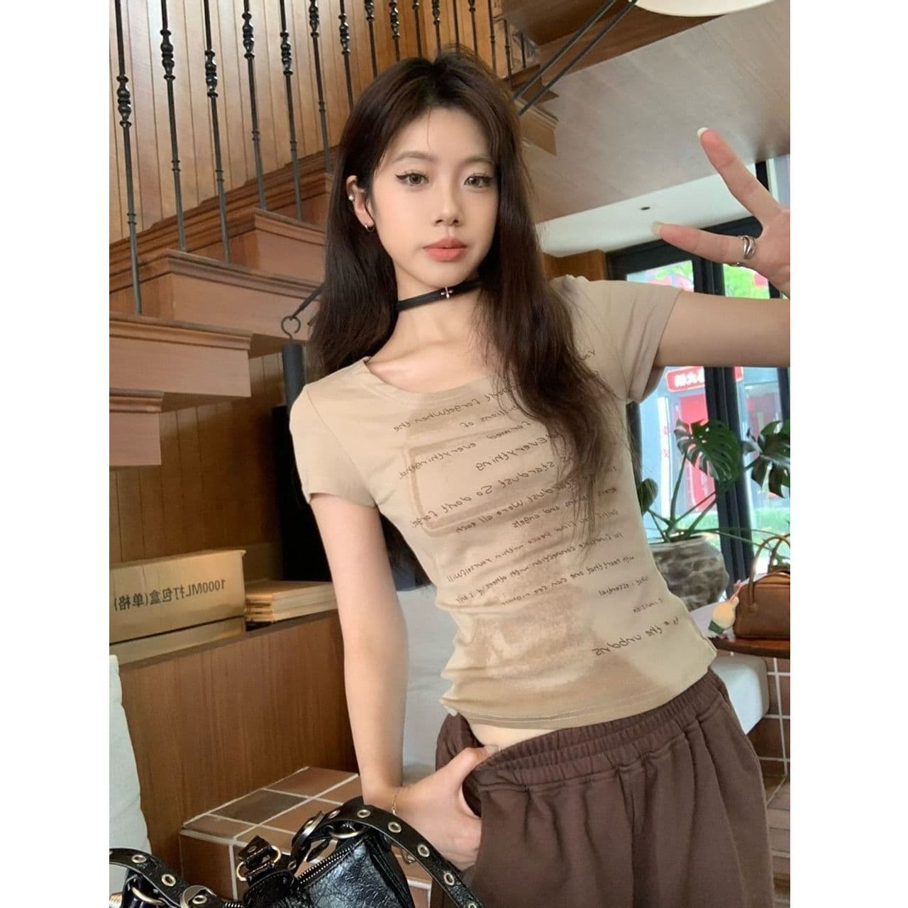 있음 선적 와 사고 방식 아메리칸 레트로 u 칼라 반팔 티셔츠 여름 핫걸 몸매 가꾸기 슬림해 보이는 디자인 센스 맨위 이미지 5