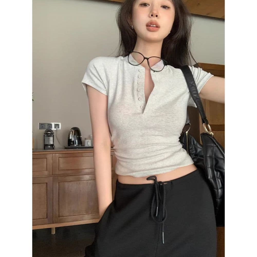 있음 선적 경관 그림 원본 품질 핫걸 섹시함 이슬 뼈의 반팔 티셔츠 다용도 캐주얼 단단한 맨위 이미지 3