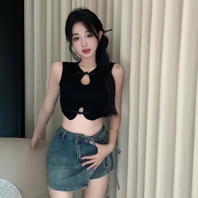 있음 선적 새로운 중식 맨위 슬립 작은 조끼 여성 여름 핫걸 홀로우 아웃 쇼트 스타일 섹시함 인사이드 가져 가라. 이슬 허리 이미지 2