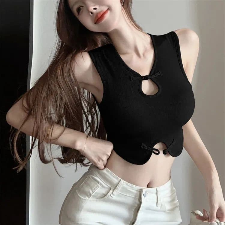 있음 선적 새로운 중식 맨위 슬립 작은 조끼 여성 여름 핫걸 홀로우 아웃 쇼트 스타일 섹시함 인사이드 가져 가라. 이슬 허리 상세 이미지 14