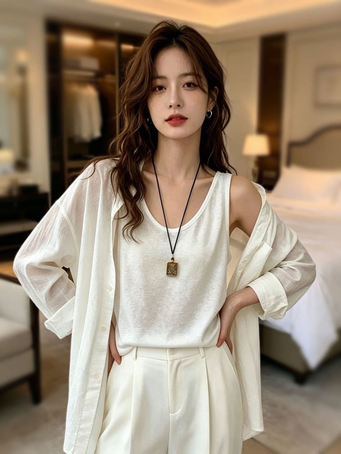 있음 선적 원본 눈꽃 면 루즈핏 면 조끼 여자 여름 인사이드 가져 가라. 만나는 느긋한 바람 민소매 맨위 상세 이미지 2