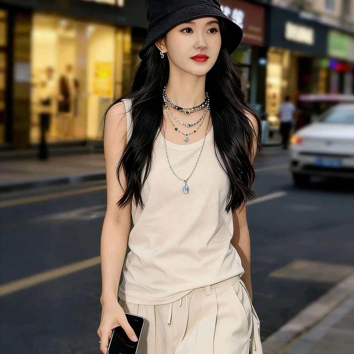 있음 선적 원본 눈꽃 면 루즈핏 면 조끼 여자 여름 인사이드 가져 가라. 만나는 느긋한 바람 민소매 맨위 상세 이미지 4