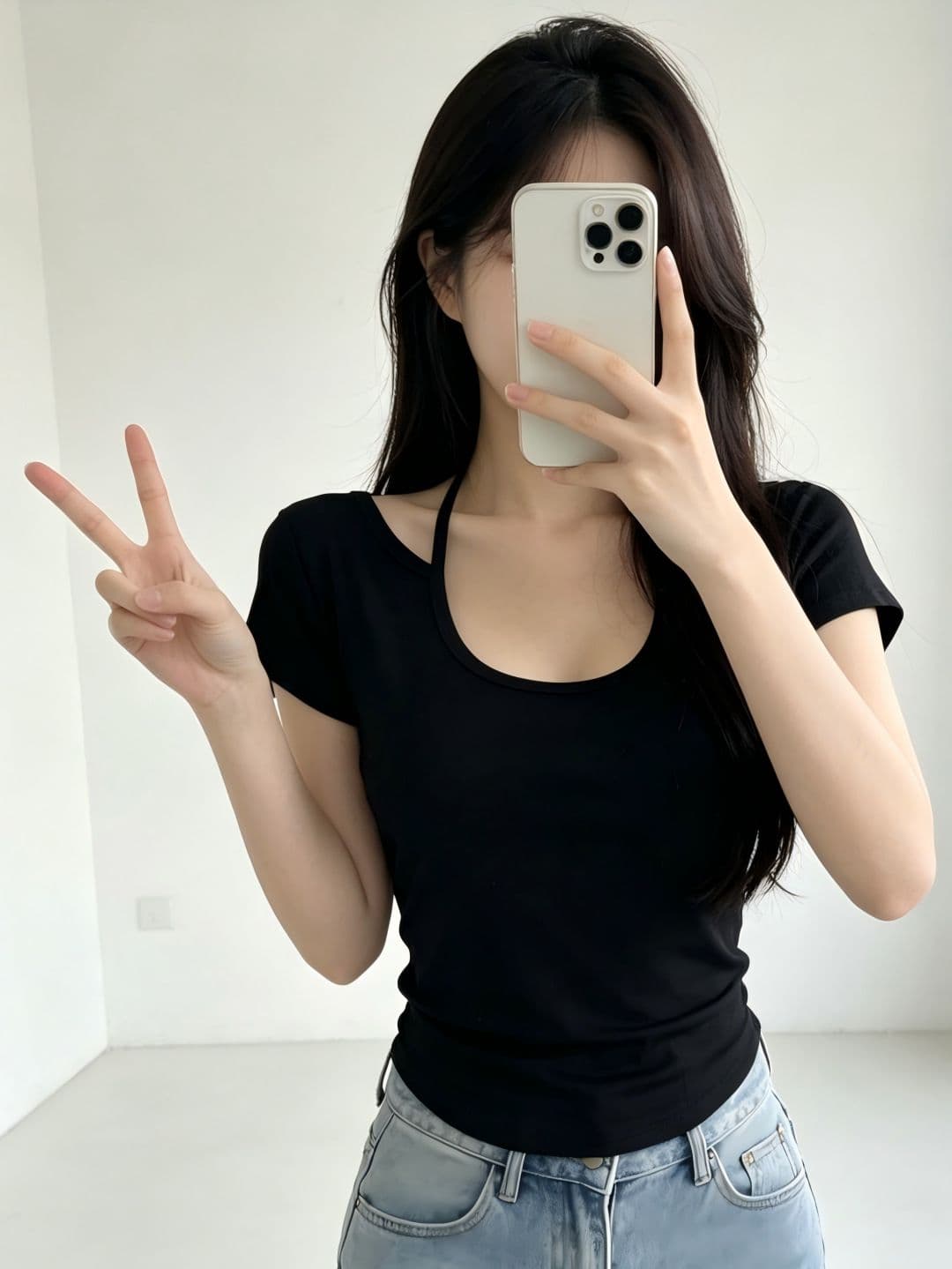 있음 선적 행침 목 반팔 티셔츠 여성 여름 새로운 한국 스타일 디자인 센스 작은 대중 불규칙 몸매 가꾸기 섹시함 맨위 이미지 4