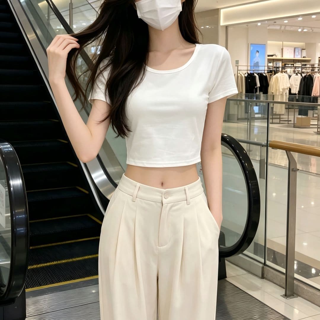 있음 선적 반팔 티셔츠 여성 여름 새로운 한국 스타일 순수한 욕망 바람 핫걸 몸매 가꾸기 쇼트 스타일 이슬 뼈의 섹시함 긍정적 인 어깨 의류 상세 이미지 2