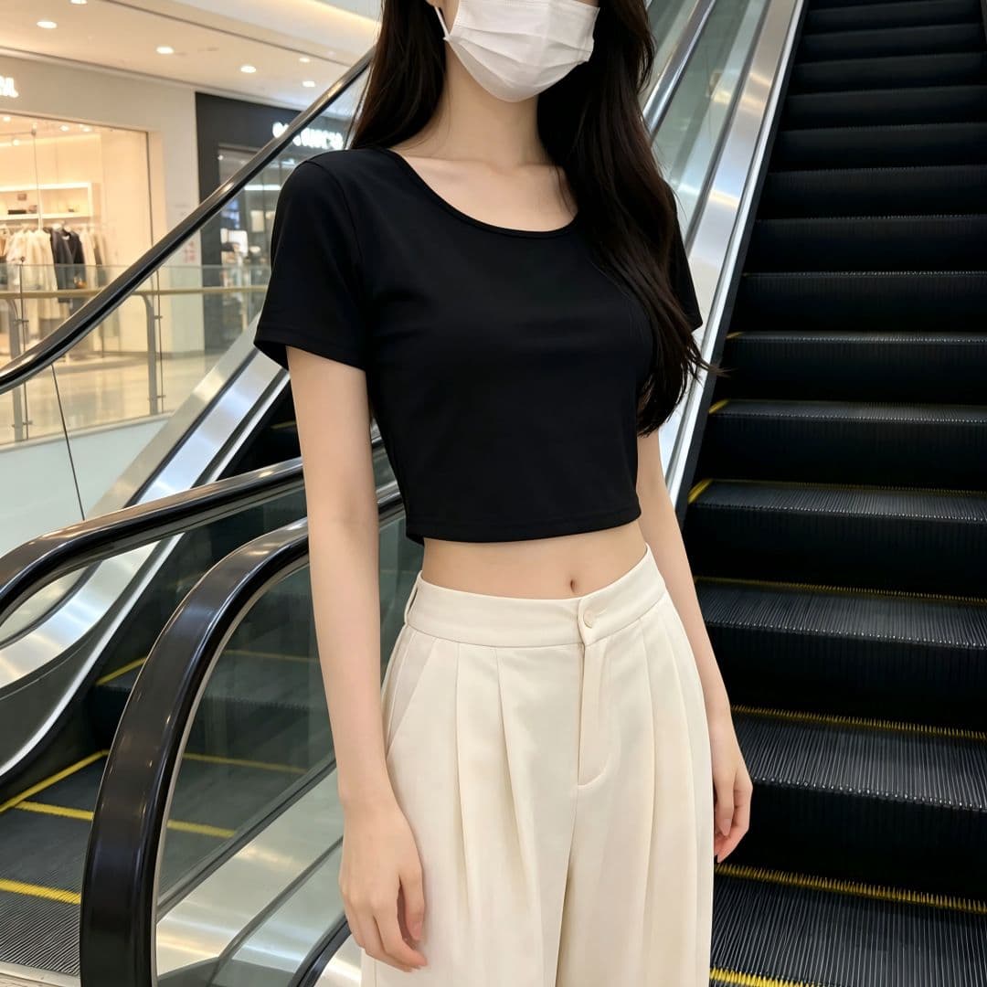 있음 선적 반팔 티셔츠 여성 여름 새로운 한국 스타일 순수한 욕망 바람 핫걸 몸매 가꾸기 쇼트 스타일 이슬 뼈의 섹시함 긍정적 인 어깨 의류 상세 이미지 7
