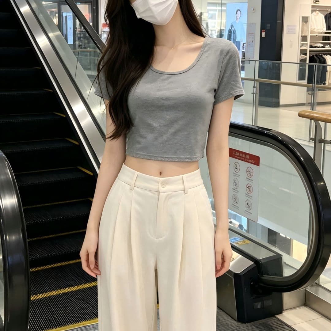 있음 선적 반팔 티셔츠 여성 여름 새로운 한국 스타일 순수한 욕망 바람 핫걸 몸매 가꾸기 쇼트 스타일 이슬 뼈의 섹시함 긍정적 인 어깨 의류 상세 이미지 9