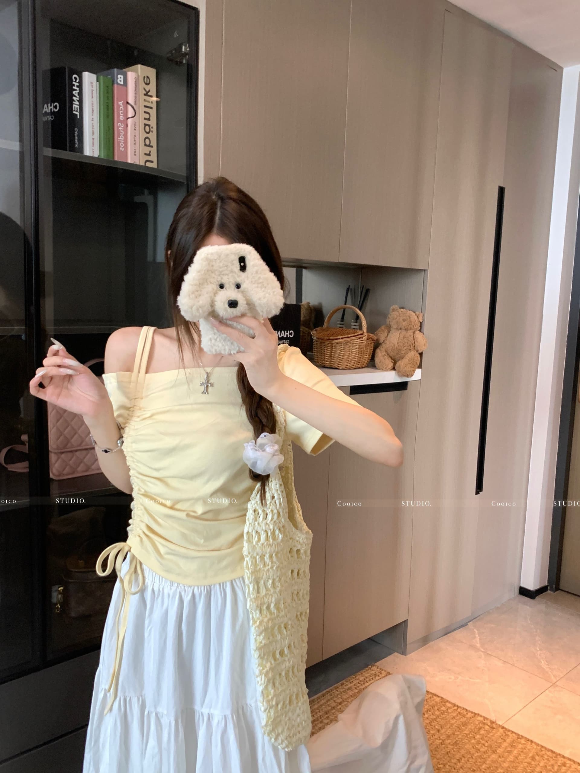높음 폭탄 리브 디자인 센스 비스듬한 칼라 오프숄더 펌프 로프 맨위 여성 여름 작은 대중 Chic 허리 수축 슬림해 보이는 티셔츠 상세 이미지 3