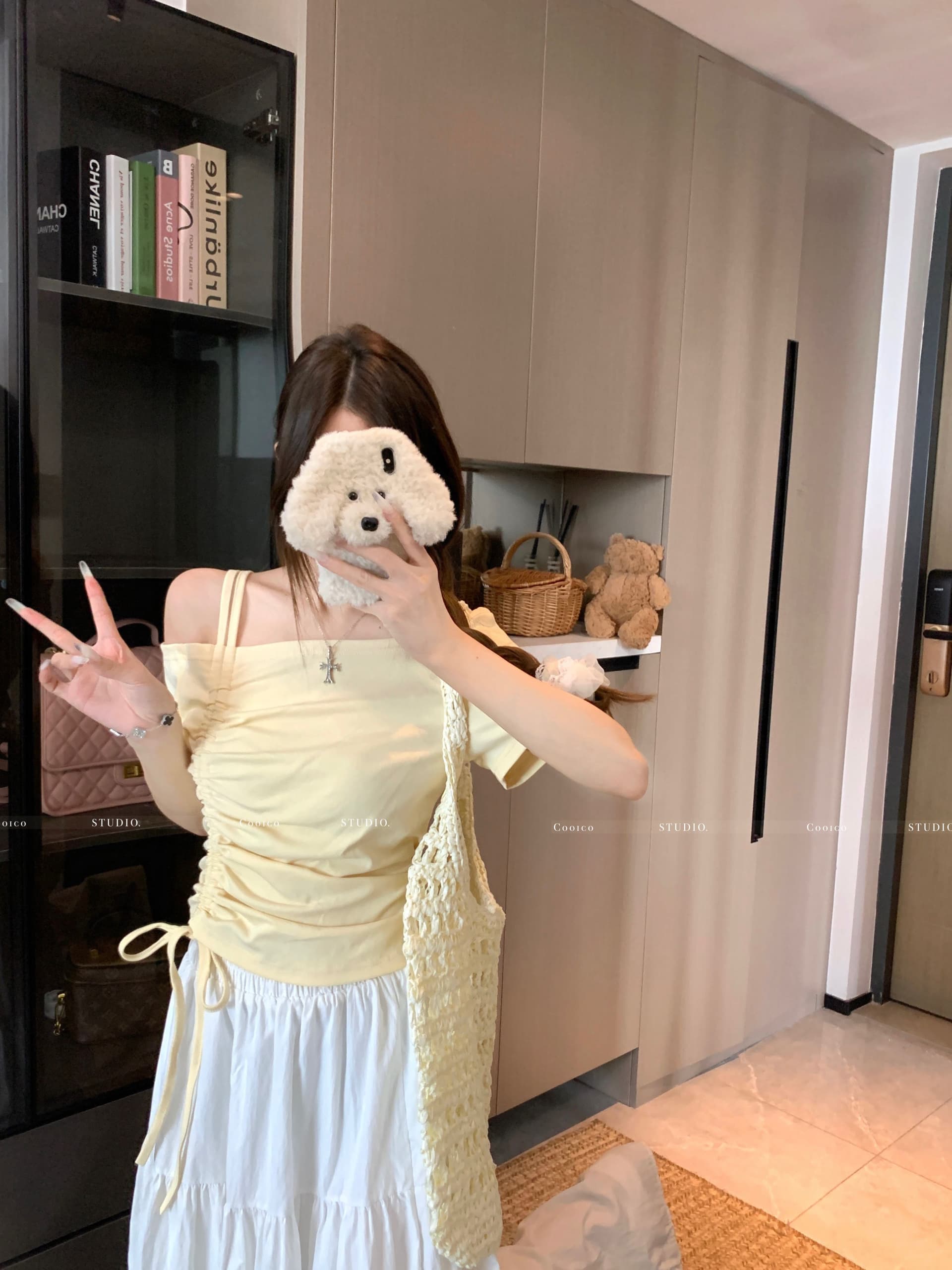 높음 폭탄 리브 디자인 센스 비스듬한 칼라 오프숄더 펌프 로프 맨위 여성 여름 작은 대중 Chic 허리 수축 슬림해 보이는 티셔츠 상세 이미지 8