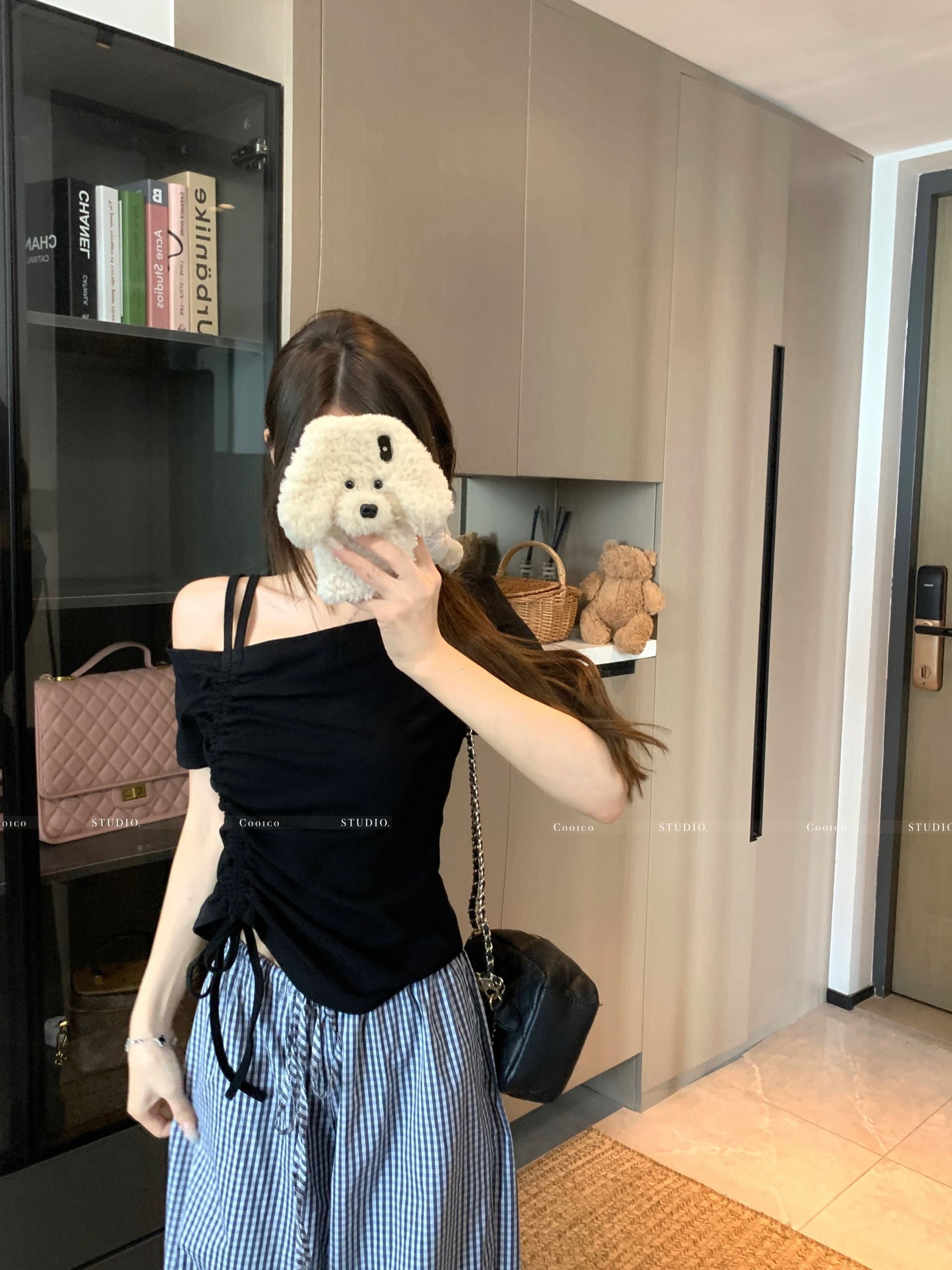 높음 폭탄 리브 디자인 센스 비스듬한 칼라 오프숄더 펌프 로프 맨위 여성 여름 작은 대중 Chic 허리 수축 슬림해 보이는 티셔츠 상세 이미지 9