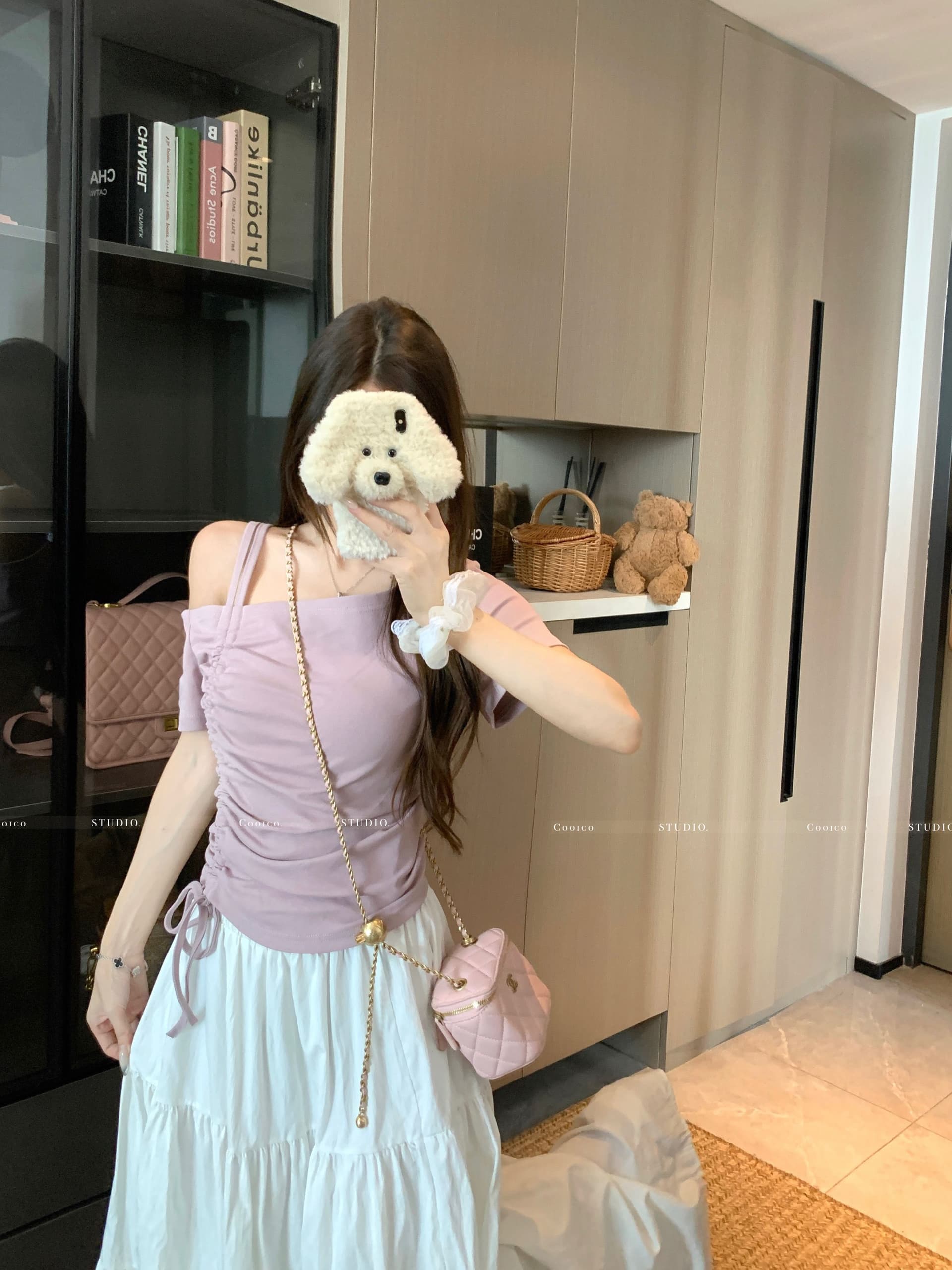 높음 폭탄 리브 디자인 센스 비스듬한 칼라 오프숄더 펌프 로프 맨위 여성 여름 작은 대중 Chic 허리 수축 슬림해 보이는 티셔츠 상세 이미지 13