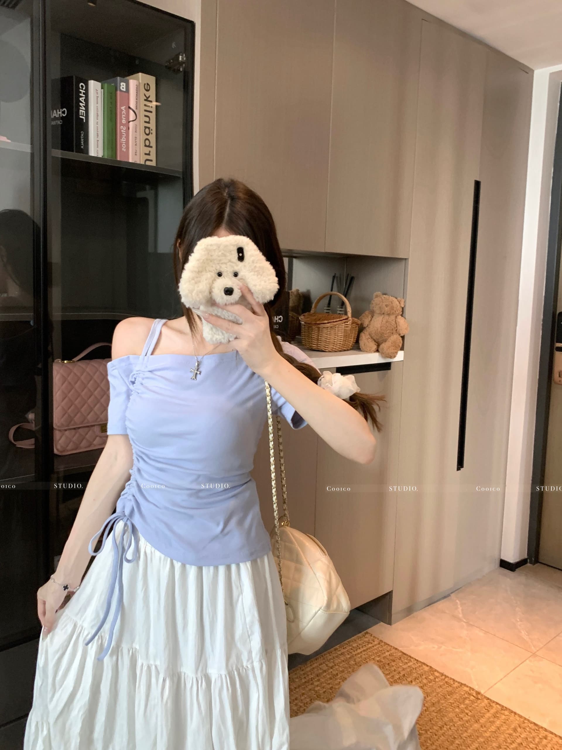 높음 폭탄 리브 디자인 센스 비스듬한 칼라 오프숄더 펌프 로프 맨위 여성 여름 작은 대중 Chic 허리 수축 슬림해 보이는 티셔츠 상세 이미지 23
