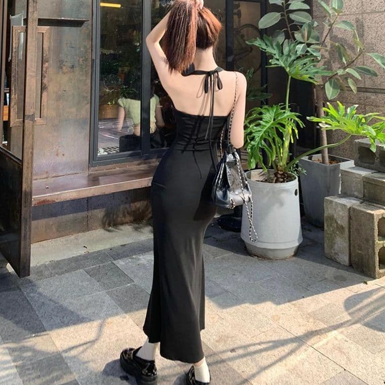 가을 의상 코디 에이즈 환자 세트 드레스 여성 이른 가을 새로운 검정색 행침 목 드레스 코디 긴팔 오픈 가디건 투피스 세트 상세 이미지 5