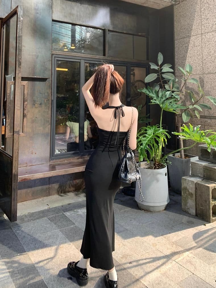 가을 의상 코디 에이즈 환자 세트 드레스 여성 이른 가을 새로운 검정색 행침 목 드레스 코디 긴팔 오픈 가디건 투피스 세트 상세 이미지 17