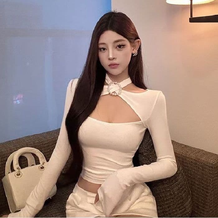 2026 새로운 핫걸 몸매 가꾸기 티셔츠 달콤함 가을 의상 싱글 조각 기본 셔츠 상세 이미지 4