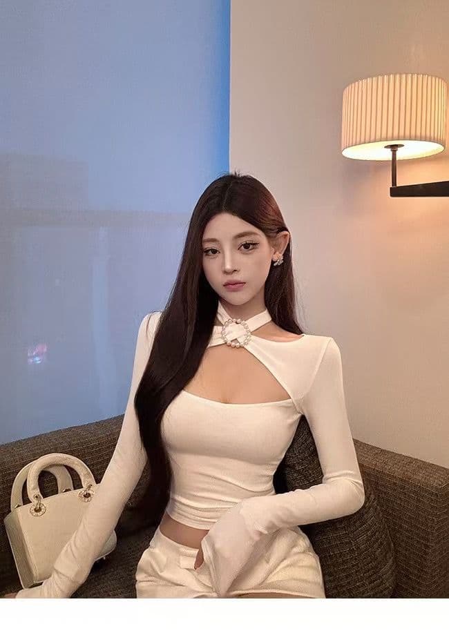 2026 새로운 핫걸 몸매 가꾸기 티셔츠 달콤함 가을 의상 싱글 조각 기본 셔츠 상세 이미지 11