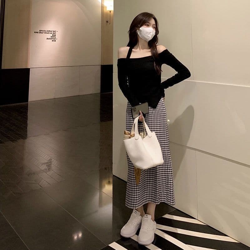 달콤한 핫걸 한 단어 새는 어깨 쇼트 스타일 맨위 여성 이른 가을 2026 새로운 ins 순수한 욕망 인사이드 가져 가라. 긴팔 기본 셔츠 상세 이미지 19