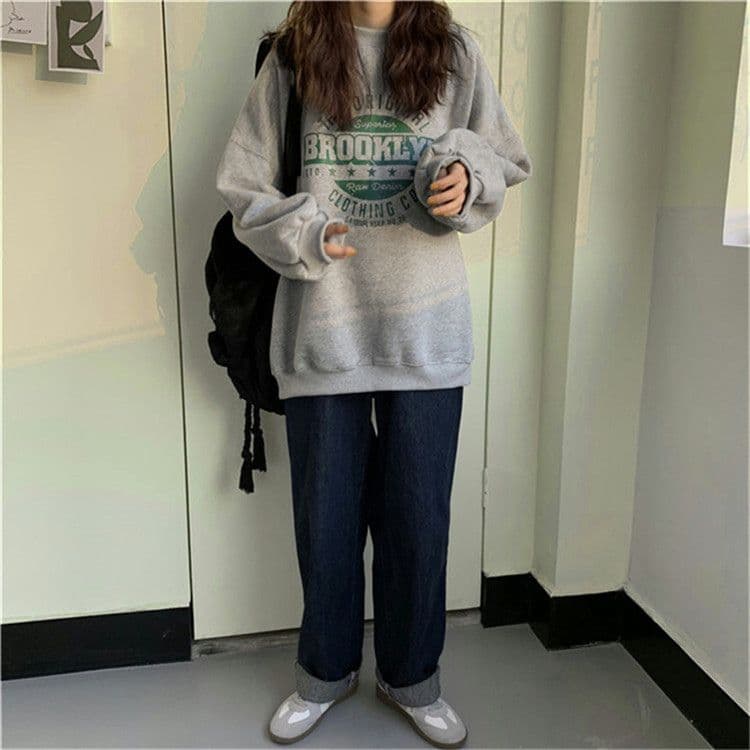 후드티 여성 가을 얇은 스타일 없음 모자 재킷 ins 다용도 하라주쿠 스타일 루즈핏 학생 루즈핏 맨위 상세 이미지 3