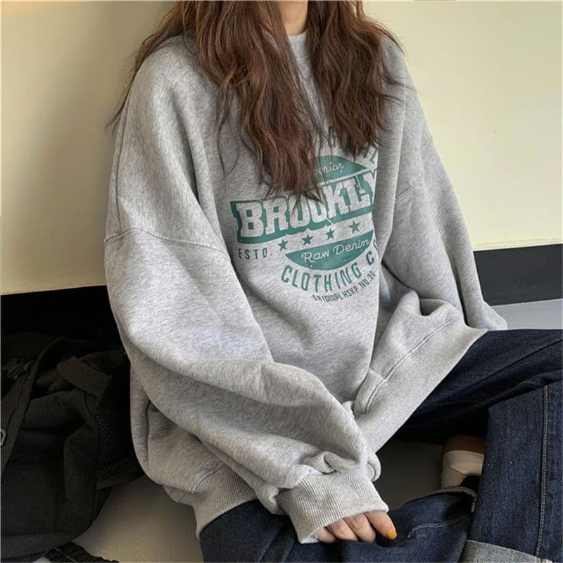 후드티 여성 가을 얇은 스타일 없음 모자 재킷 ins 다용도 하라주쿠 스타일 루즈핏 학생 루즈핏 맨위 상세 이미지 13