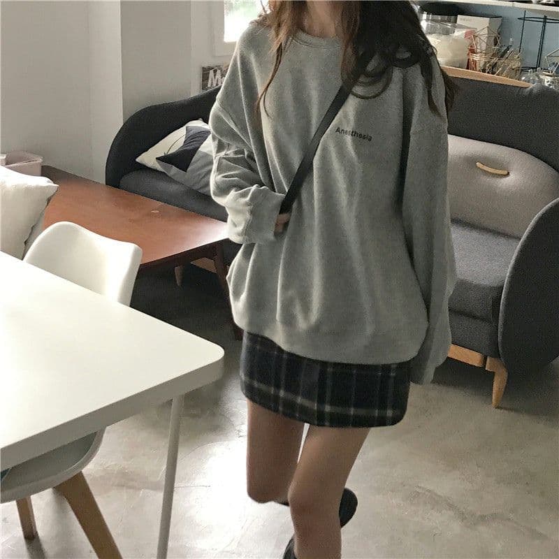 가을 새로운 한국 스타일 미니멀리즘 알파벳 루즈핏 슬림해 보이는 라운드 넥 긴팔 후드티 여자 학생 얇은 스타일 재킷 상세 이미지 9