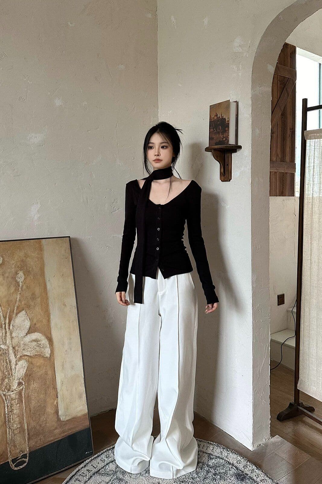 경관 그림 정가 순수한 욕망 핫걸 바람 긴팔 티셔츠 여성 가을 겨울 새로운 몸매 가꾸기 슬림해 보이는 인사이드 가져 가라. 기본 셔츠 맨위 상세 이미지 11