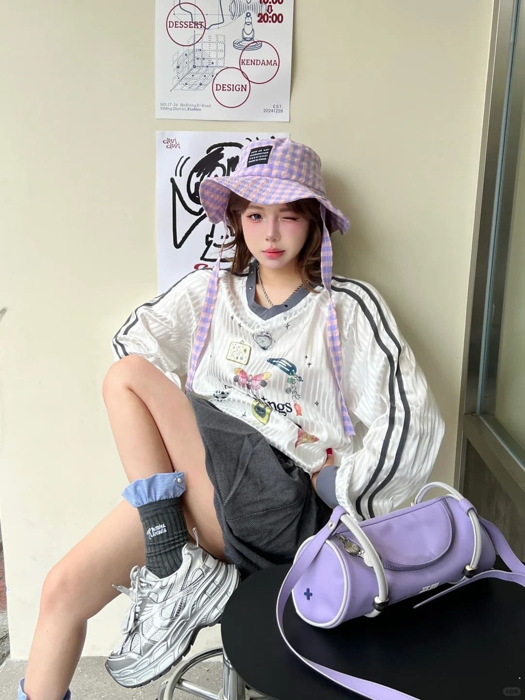 경관 그림 원본 품질 캐주얼 저지 여성 귀여운 만화 긴팔 패치워크 티셔츠 맨위 상세 이미지 6