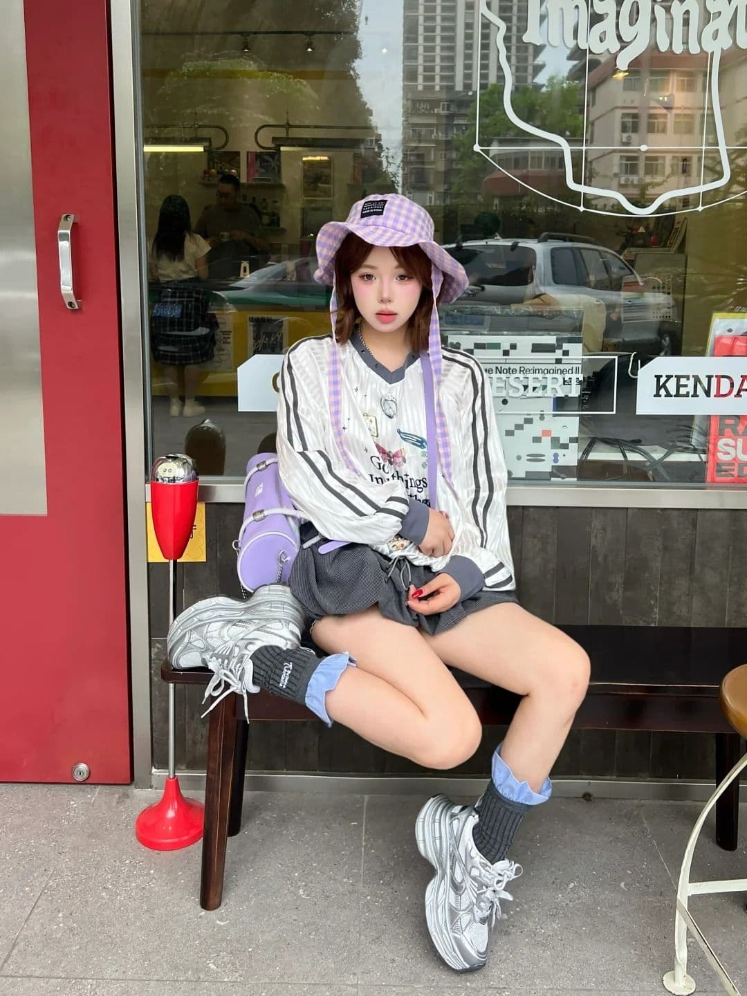 경관 그림 원본 품질 캐주얼 저지 여성 귀여운 만화 긴팔 패치워크 티셔츠 맨위 상세 이미지 10
